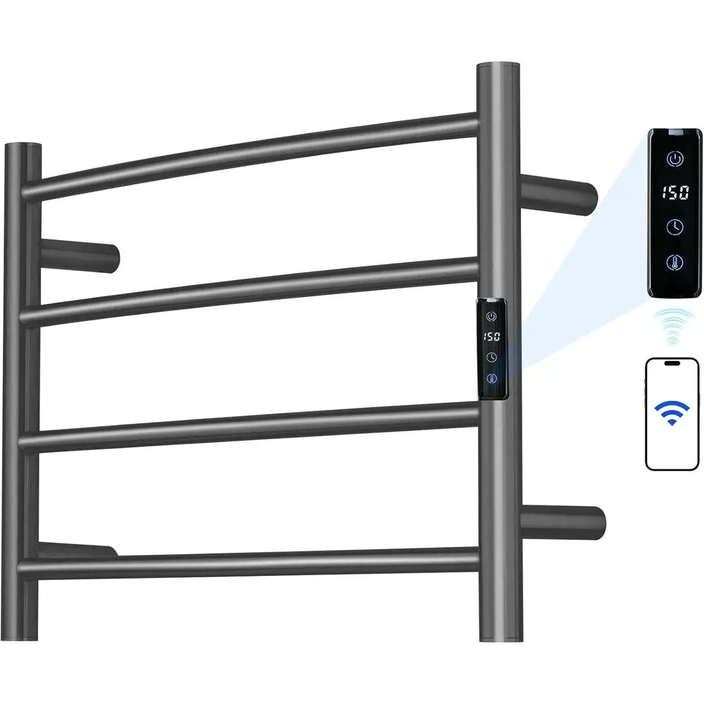 

Настенный полотенцесушитель из нержавеющей стали с голосовым управлением, 16.54x23.62x5.51 дюйма, цвет оружейной стали, 4 секции
