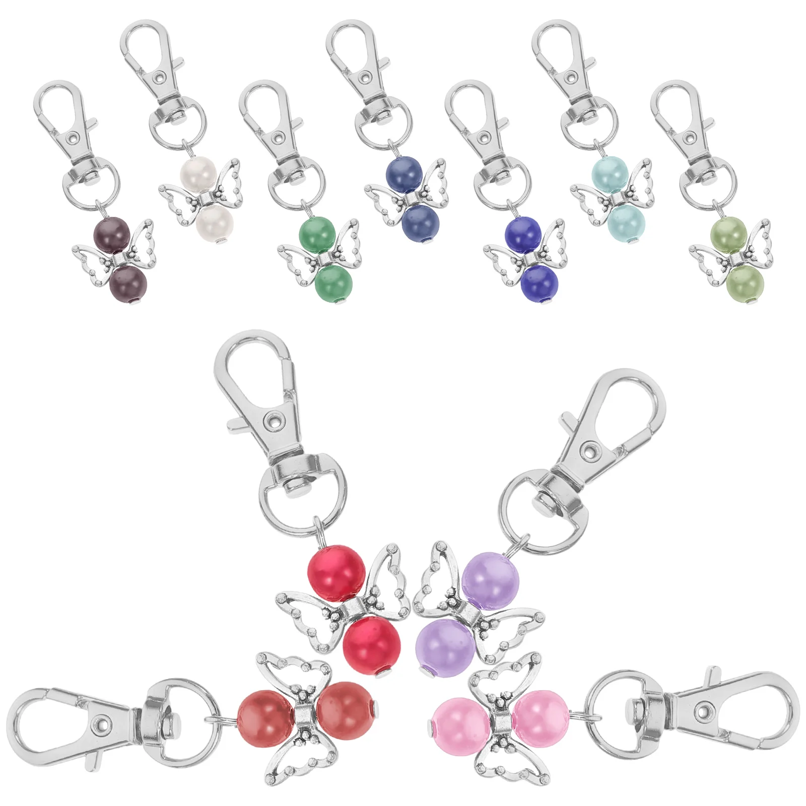 

Angel Wings Keychain Charms Bulk Birthday Wedding Present Glass Bead Ring Keychains Decorations Accessories Gifts
