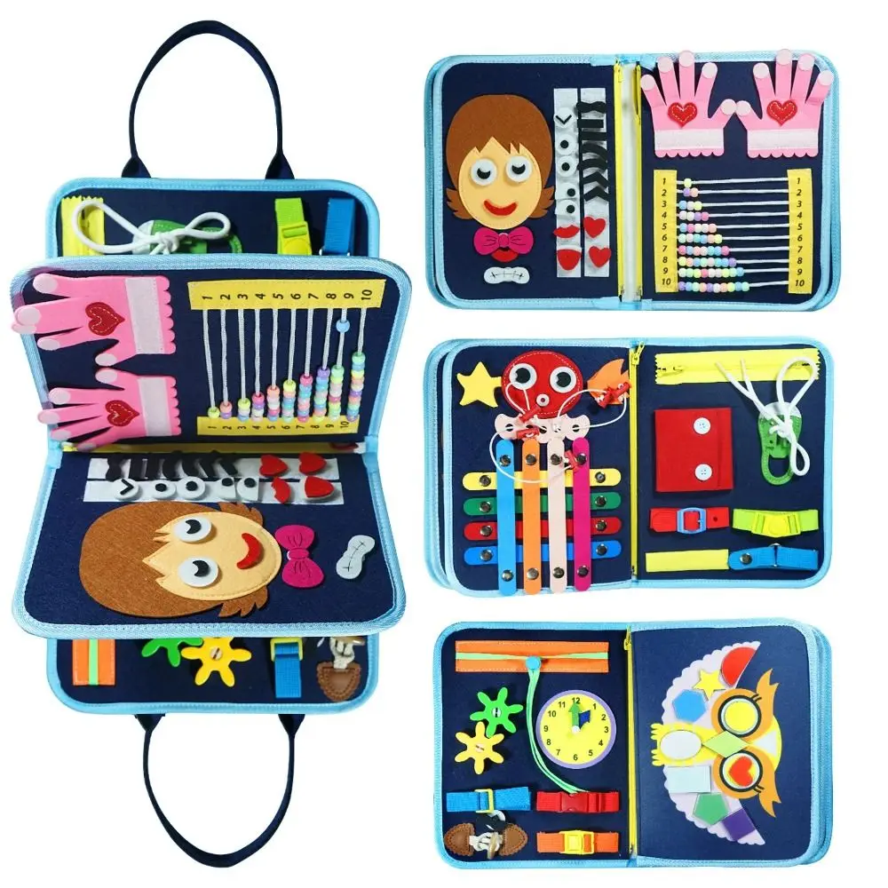 Creative Cute Felt Busy Board Life Skills DIY Toddlers Montessori Toys Portable Educational Sensory Education Book Children Gift