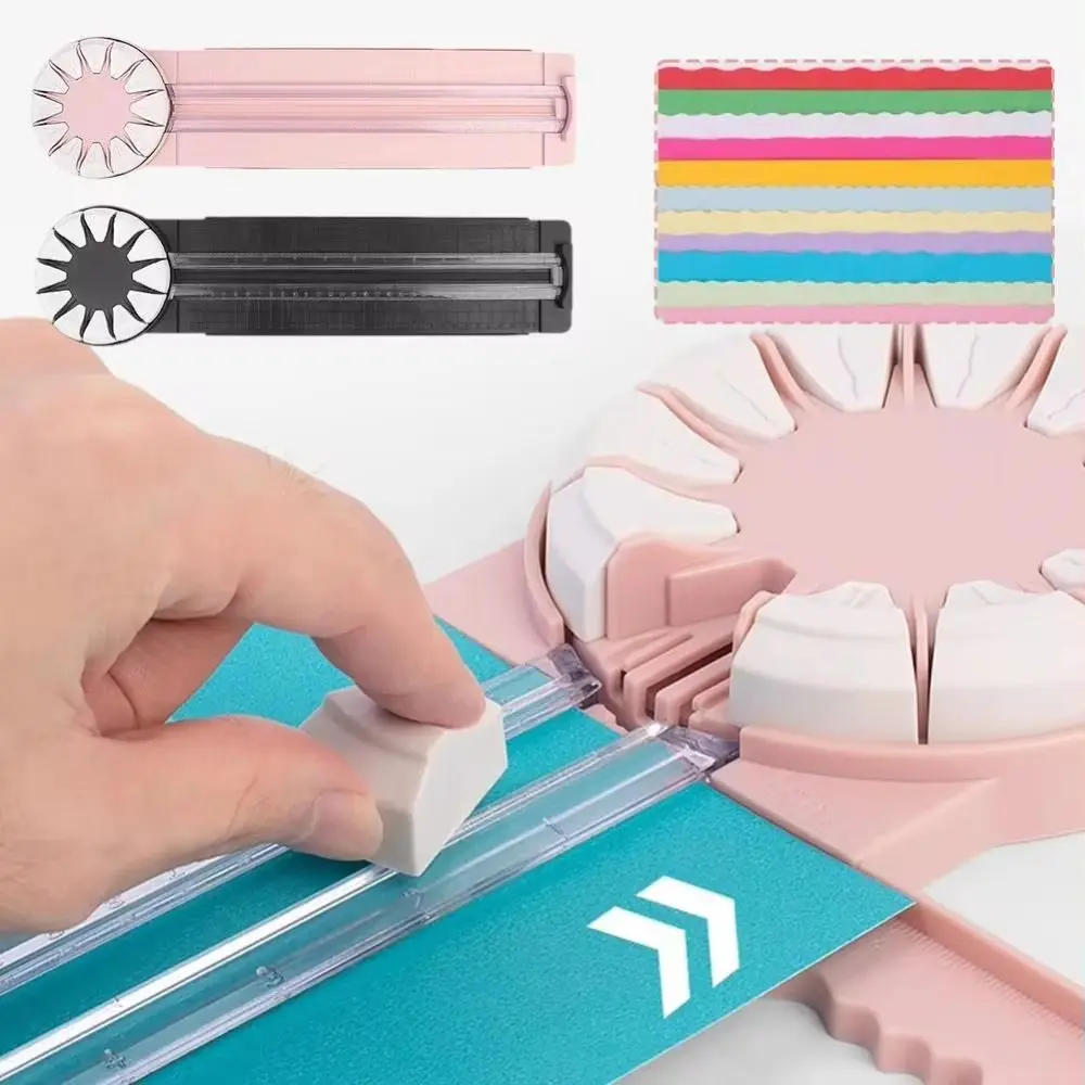 

360° Rotating Head 12 in 1 Paper Cutter Multiple Cutting Patterns with Anti Slip Pad Manual Paper Cutter Smooth Cutting Plastic