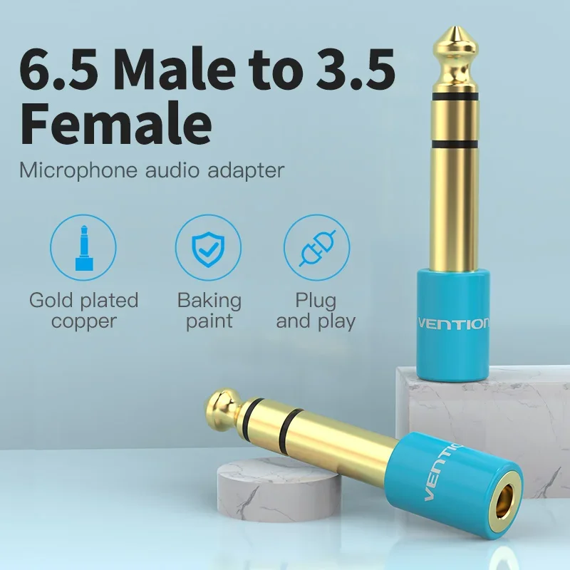 Vention Guitar 6.35mm Male to 3.5mm Female Audio Adapter 6.5 to 3.5 Gold-plated Converter For Microphone Speaker Audio Amplifier