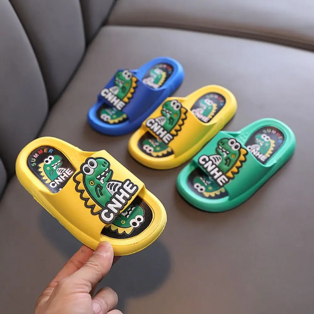 Cartoon Cute Dinosaur Slippers Anti Slip Platform Cartoon Animal Slippers Solid Color PVC Children's Bathroom Sandals Girls