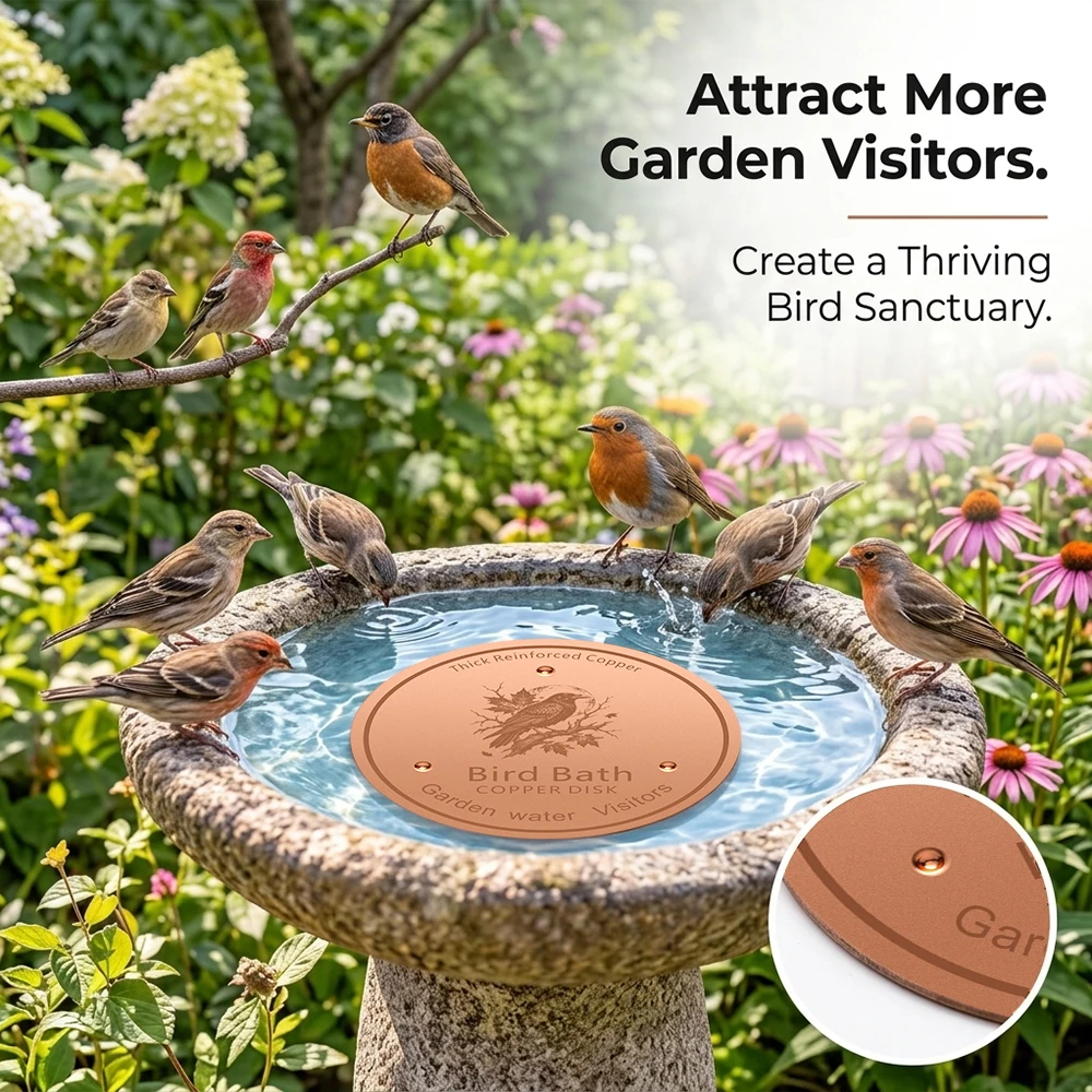 Copper Bird Bath Floating Disk, Thick Reinforced Metal Water Visor for Garden Pond, Anti-Algae Outdoor Pet Drinking
