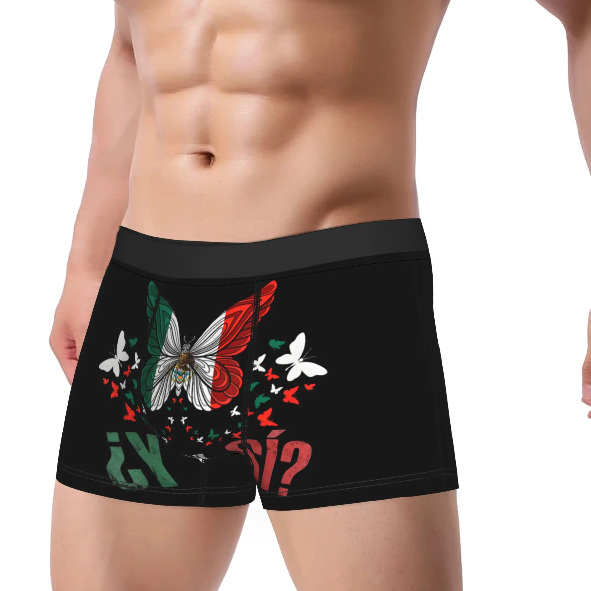 ¿Y Si Sí Spanish Y Si Sí Mexican Mexico Flag Butterfly Underwear Print Boxer Shorts Hot Sale Men Underpants Novelty Boxer Brief