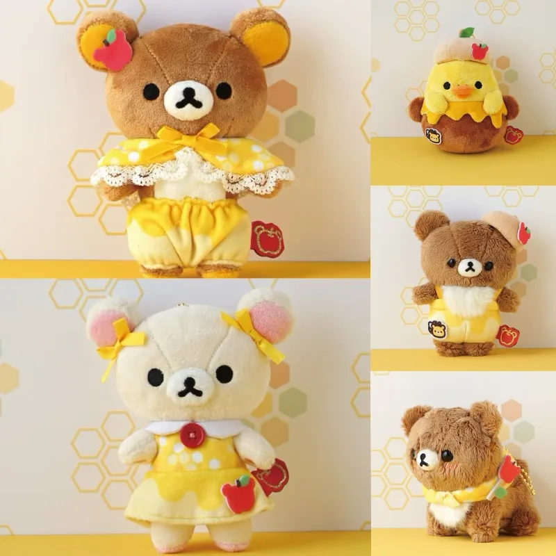 novo-rilakkuma-japones-10º-aniversario-honey-squad-kiiroitori-urso-doce-de-pelucia-fofo-com-boina-pingente-e-charm-para-bolsa