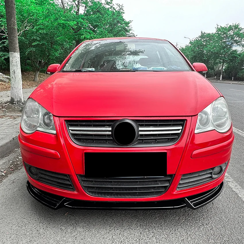 For 2006-2009 VW Polo MK4 9N Facelift Front Splitter Front Bumper Lip Chin Spoiler Splitter Gloss Black Lip Cover Bodykit Tuning view 4