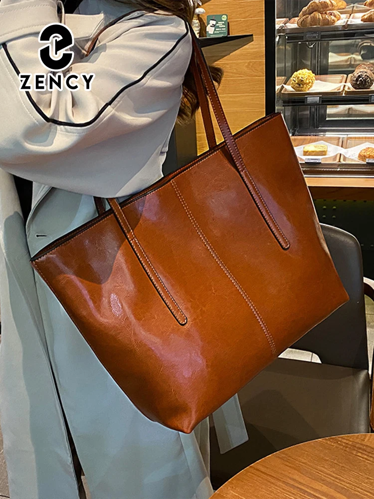 2024 New Coffee Women Handbag 100% Genuine Leather Ladies Shoulder Purse Ladies Black Tote Bag Large Capacity Shopper Bags Brown