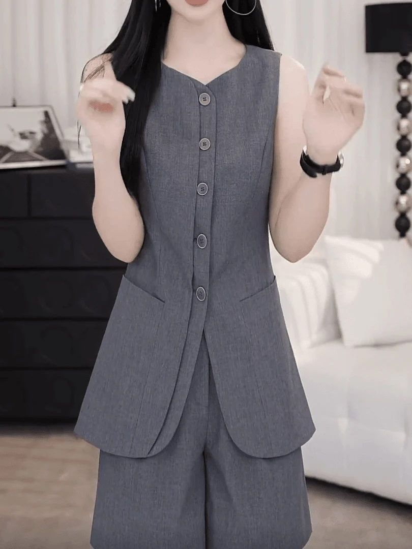 سترة نسائية أنيقة بدون أكمام للربيع والخريف، تصميم جديد أنيق، قماش متنفس من ألياف البوليستر، ملابس كاجوال