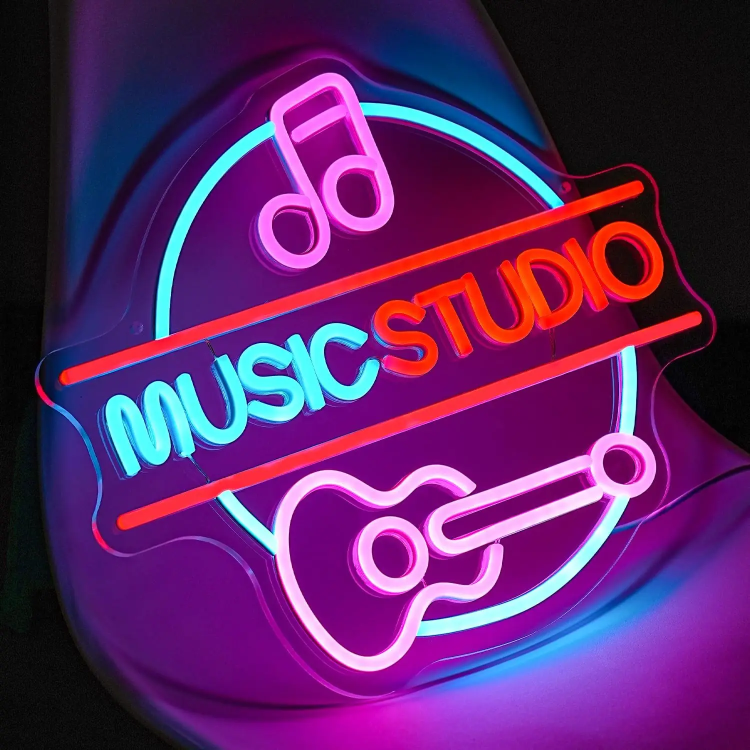 Music Studio Neon Signs for Wall Decor Guitar LED Neon Lights for Music Studio Live Music Concert Music Club Bar Bedroom