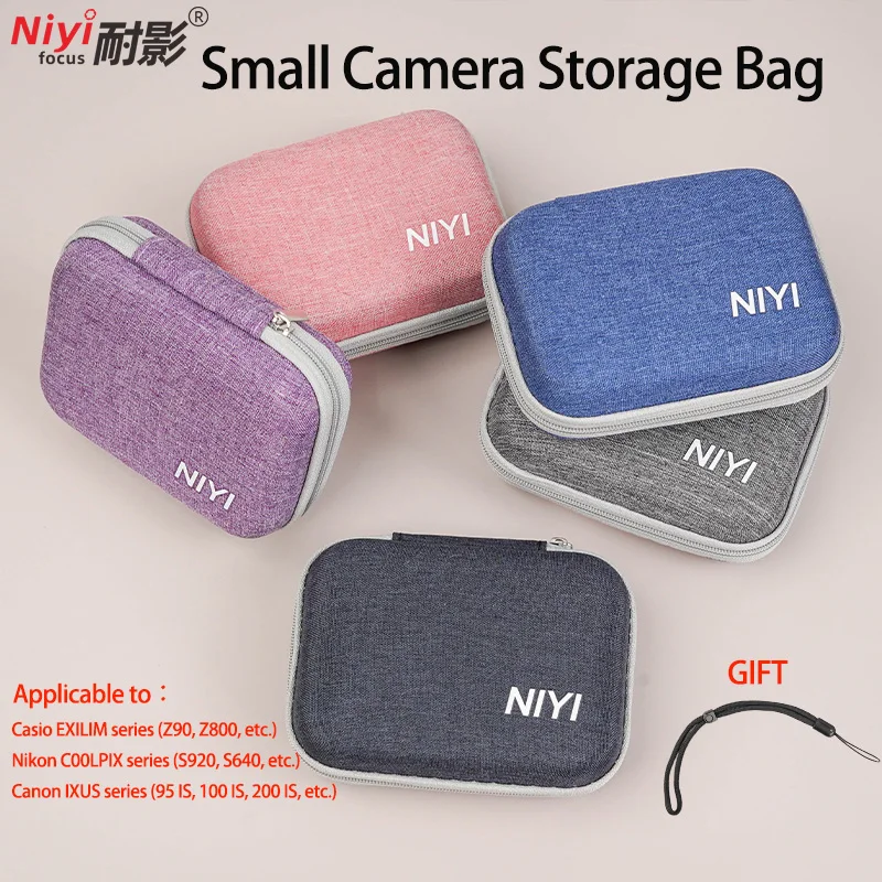 Camera Storage Bag Protective Shell with Hand Rope Wristband for Canon IXUS 200 IS Nikon S640 S570 Casio EXILIM Series Z90 Z800