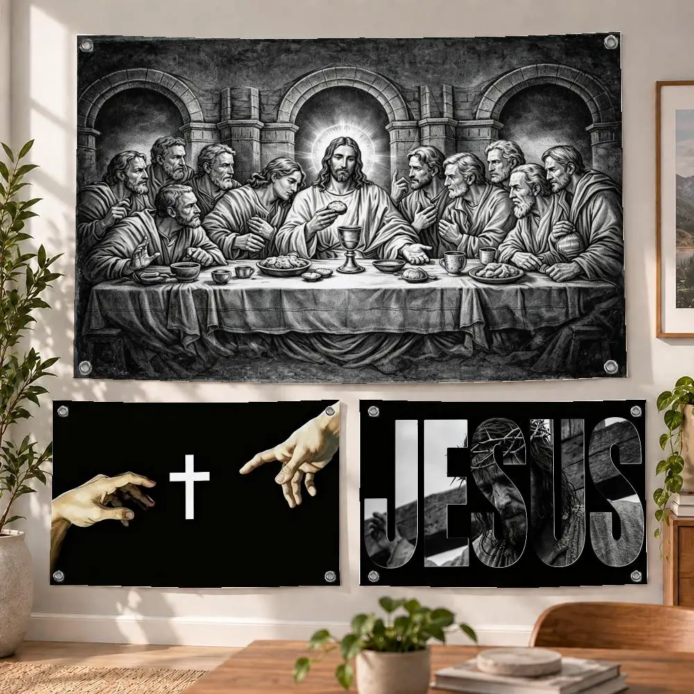 Religion Jesus Christ God Cross Flags Decorative Flag Banner Indoor Bedroom Dorm Gaming Room Wall Party Club Decor Fan Gift
