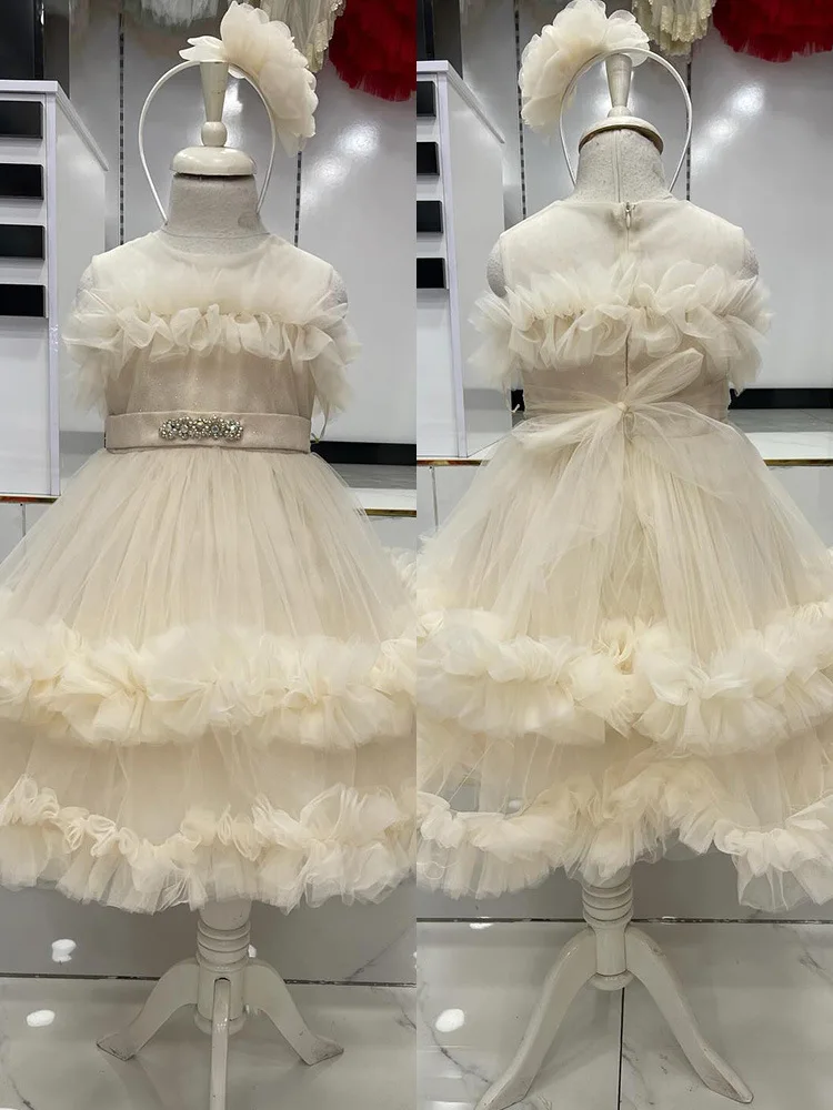 Robe d'été à fleurs et col en V pour petite fille, tenue de mariage et d'anniversaire pour enfant