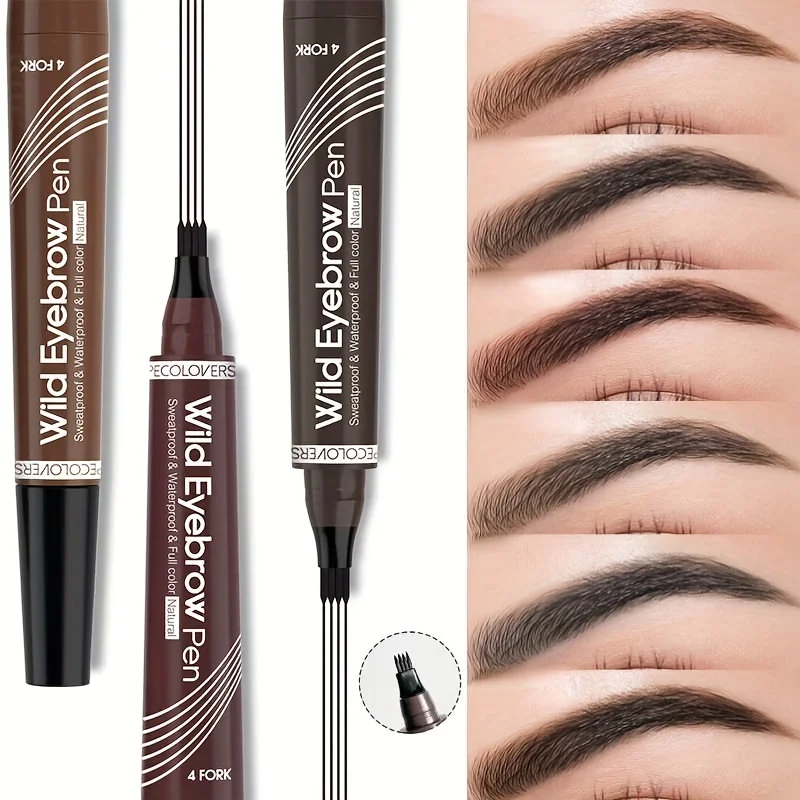 5 kleuren Donkerbruin 4 Punt Vloeibare Wenkbrauwpotlood Microblading Waterdicht Wenkbrauwpotlood Tattoo Wenkbrauw Pen Make-Up 1 ST