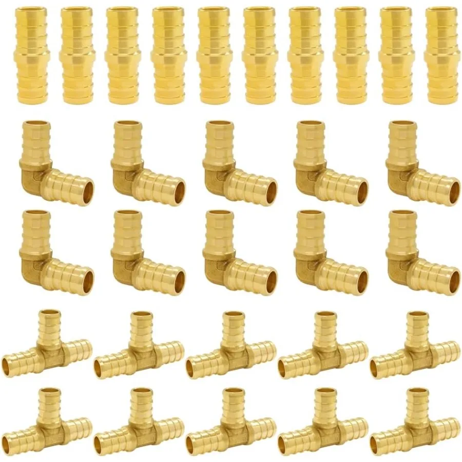 1 2 بوصة PEX Fitting Combo 30 قطعة لأنظمة السباكة السكنية: تتضمن 10 وصلات مستقيمة 10 90 درجة المرفقين 10 PEX Te