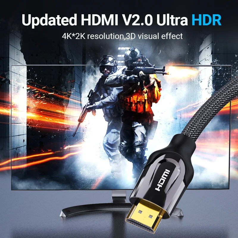 Kabel HDMI vention HDMI na HDMI 2.0 kabel 4K dla Xiaomi żarówka jak przełącznik do nintendo PS4 telewizji tv, pudełko xbox 360 3m 15m kabel hot