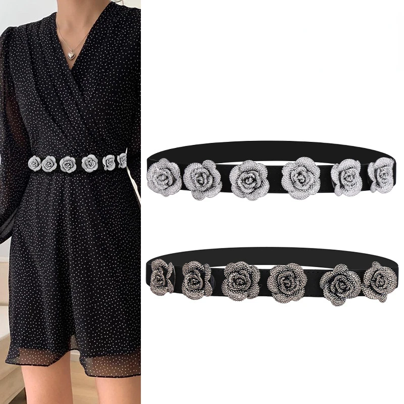 

New Stretch Floral Belt for Women Fashion Skirt Dress Slim Elastic Girdle Clothing Accessories Exquisite Workmanship Casual Belt