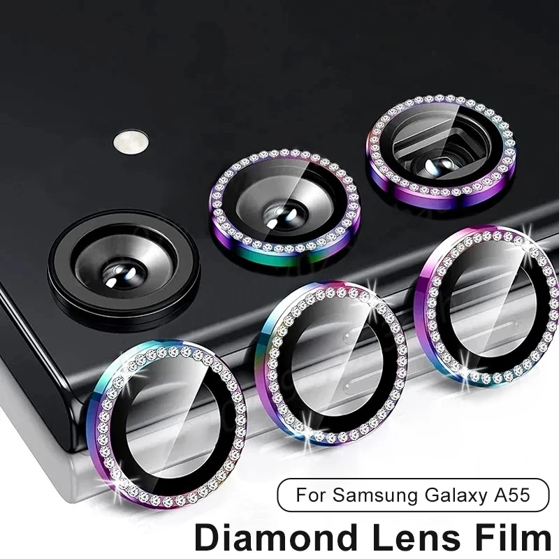 Diamond Lens Ring Cover For Samsung Galaxy A55 A35 A25 A15 A05 A05s Alloy Camera Protector A06 A16 A54 A34 A24 A14 5G 4G Glass