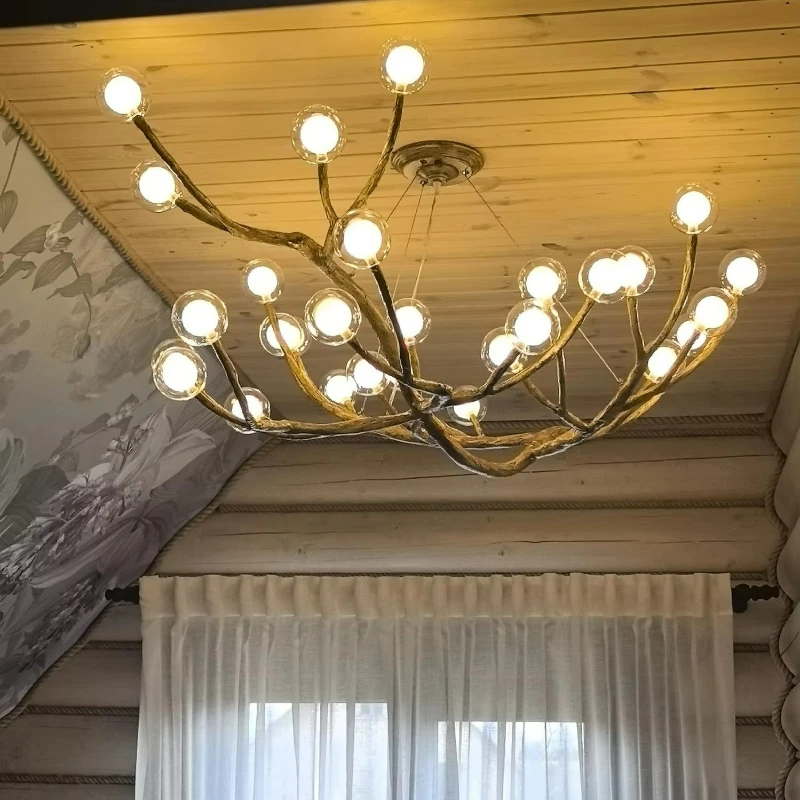 Vintage Tree Branches Chandelier Resin Pendant Lights for Living Room Home Decor Lustres Led Light Fixtures