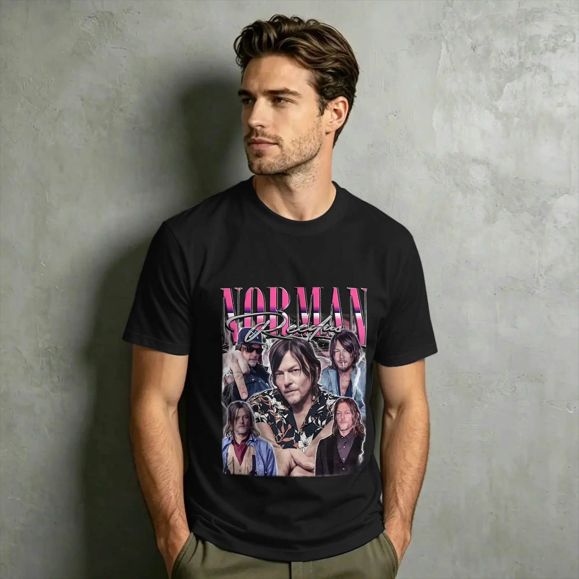 Norman Reedus Bootleg Vintage Death Stranding T Shirt  100% Cotton Clothing Novelty Short Sleeve Crew Neck Tees Printed T-Shirts