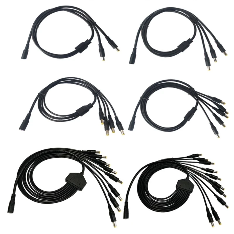 

1PC Power Splitter Cable 1 Female to 2/3/4/5/8/10 Male DC5.5mm x 2.1mm Splitter Extension Cable for CCTV Security Camera