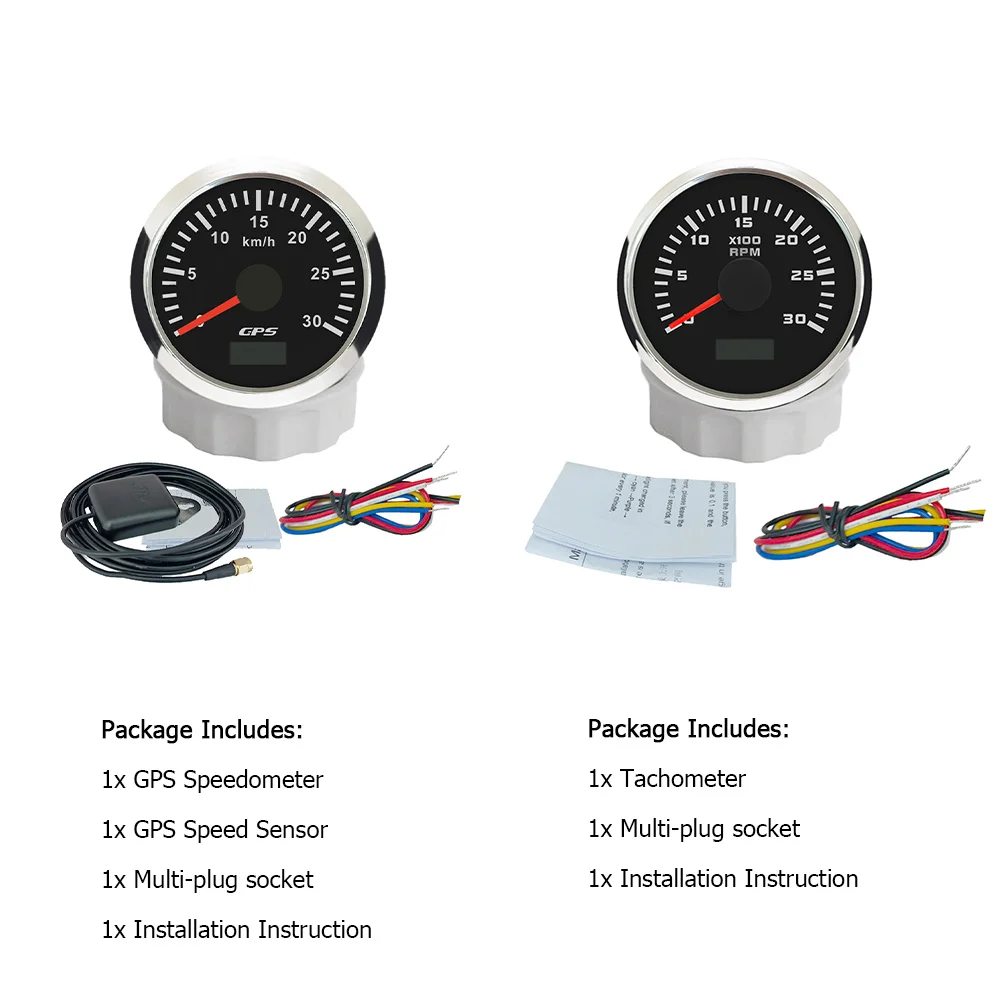 

Rhaxel Gauge Set 52mm GPS Speedometer 0-30KMH 120K 200KM with 3000RPM 8000RPM Tachometer with Backlight for Car Vessels