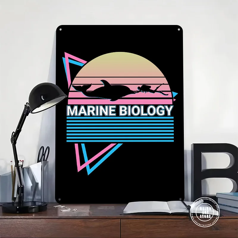 Marine Biology Retro 3D Texture Printed Poster Custom Vintage Metal Tin Plate Sign for Wall Art Bedroom Decoration Room Decor