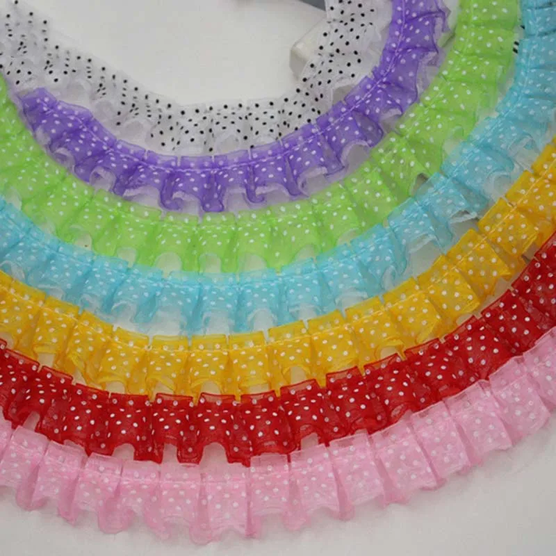 

40 ярдов в форме точек, плиссированная кружевная лента с рюшами по краям, платье «сделай сам», аппликация для одежды, свадебные швейные аксессуары, ширина 25 мм