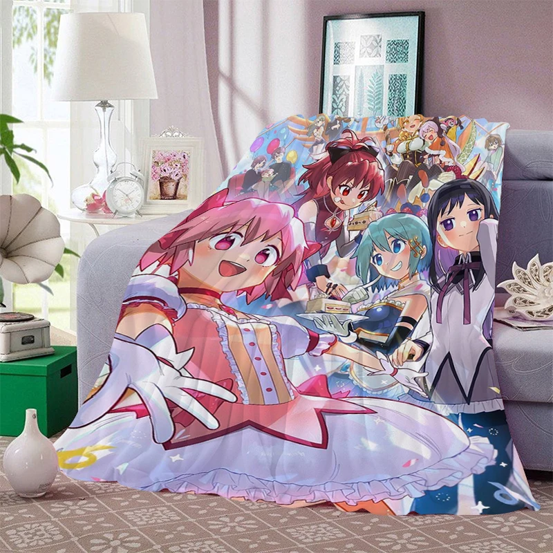 

Custom Blanket Sofa B-Madoka B-Magica Warm Bed Fleece Camping Nap Fluffy Soft Blankets for Winter King Size Microfiber Bedding