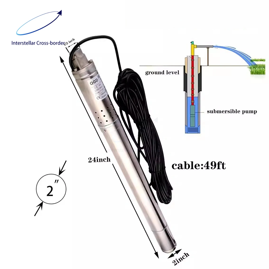 

2 Inch Stainless Steel Submersible Well Pump - 50mm Vertical Screw Pump, Small Electric Deep Well Pump for Efficient Water