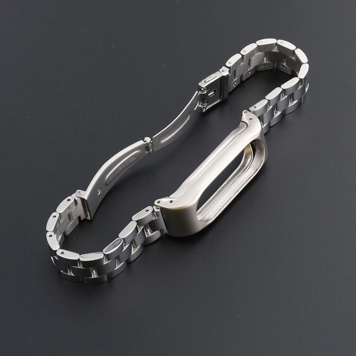 

Protective Shell Cool Metal Replacement Strap Wristbands Stainless Steel Smart Bracelet Accessories for 2 (Silver)