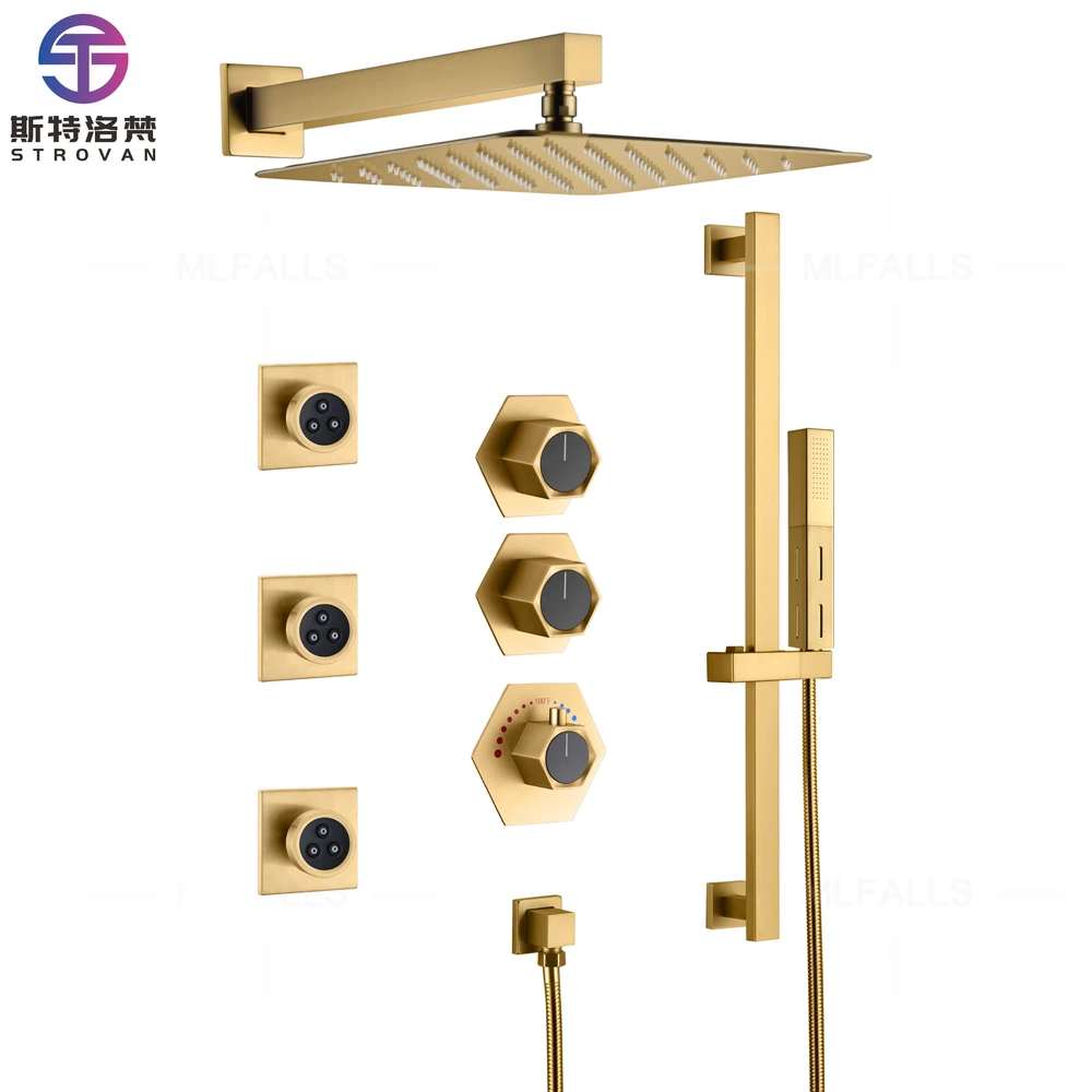 

Showerhead Material 12inch Stainless Steel Luxury Shower Set With Body Jet for Bathroom