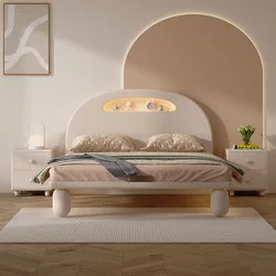 Cama flotante de madera maciza para niños, muebles para niños, cama de princesa para niños