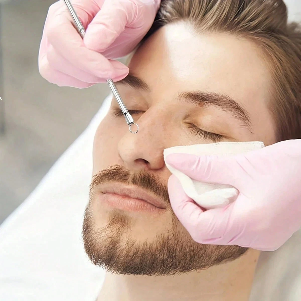 4Pcs Stainless Steel Blackhead Remover Pimple Popper Tools ,Acne Comedone Zit Blackhead Extractor Tool For Nose Face