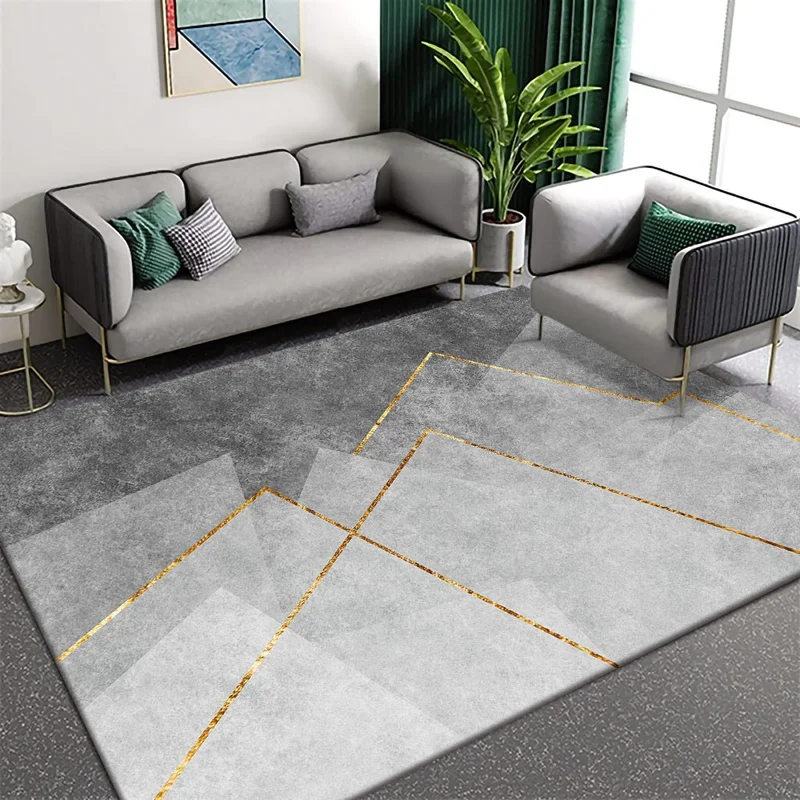 VIKAMA Beige Abstract Line Living Room Carpet, Soft Anti Slip Floor Mat, Minimalist Art Interior Living Room Home Decoration