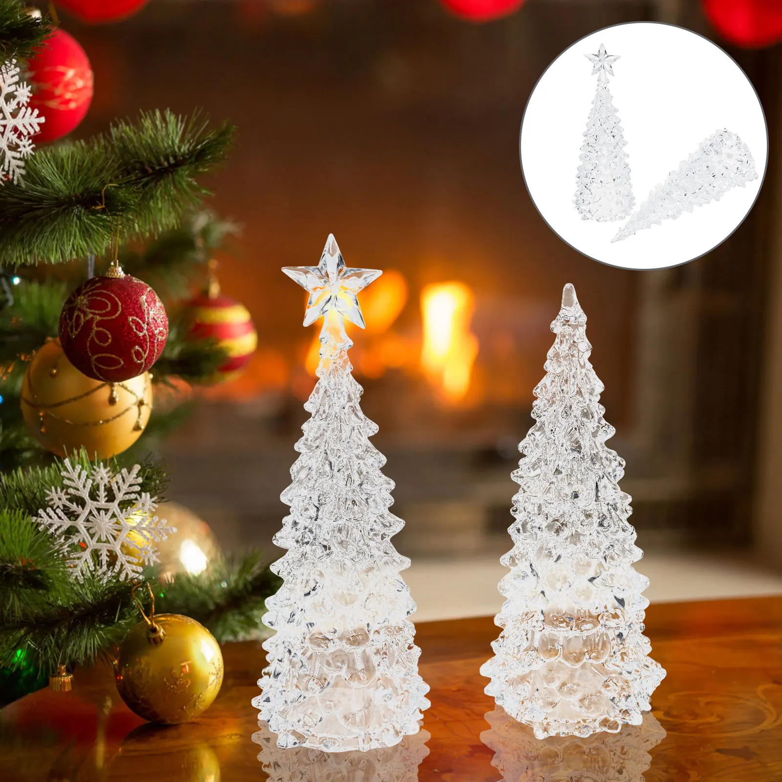 2pcs New Acrylic Christmas Tree Ornament Led Night Light Xmas tree creative glowing kids gift Christmas festivel party Home deco