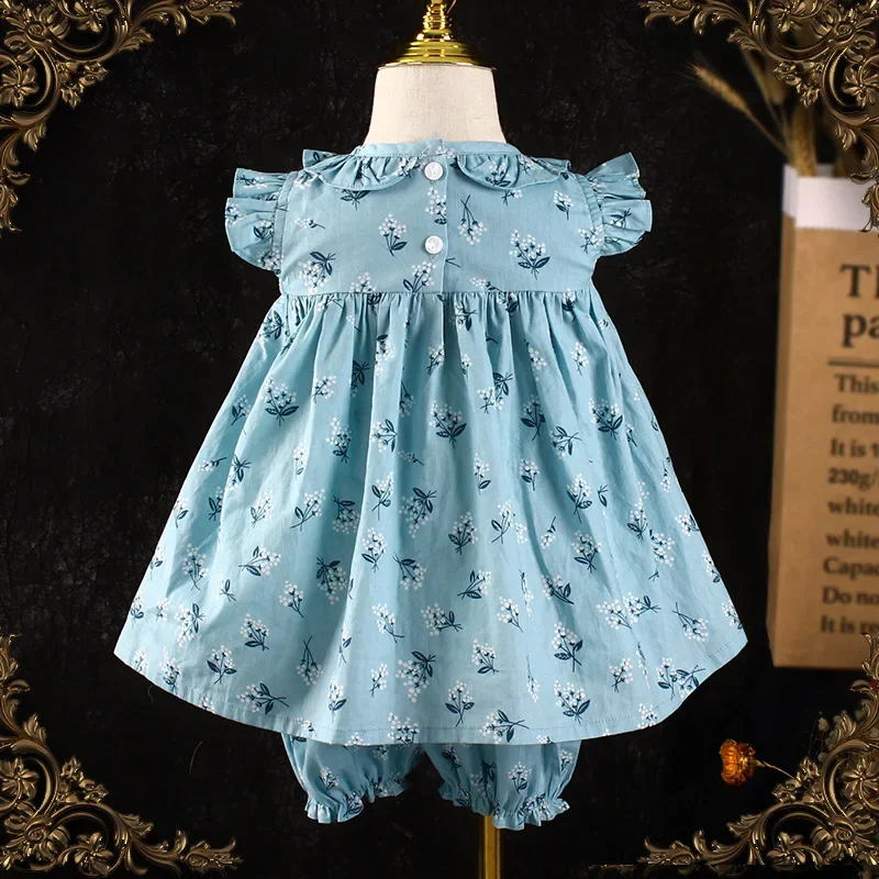 100% Cotton Smocking Hand Embroidery New Toddler Girl Dresses Baby Summer Dress Kids Girls Casual Soft Girl Dress Princess Suits