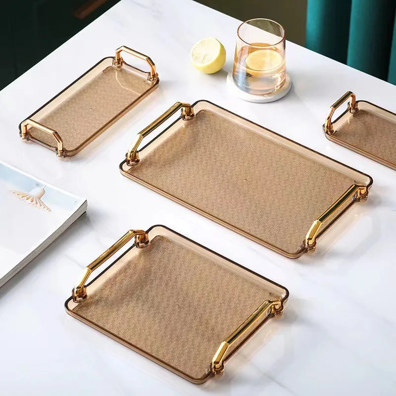 

Solid Color Plastic Tray Fashion Light Luxury New Style Storage Plate For Home Commercial Beauty Salon Hotel Wedding