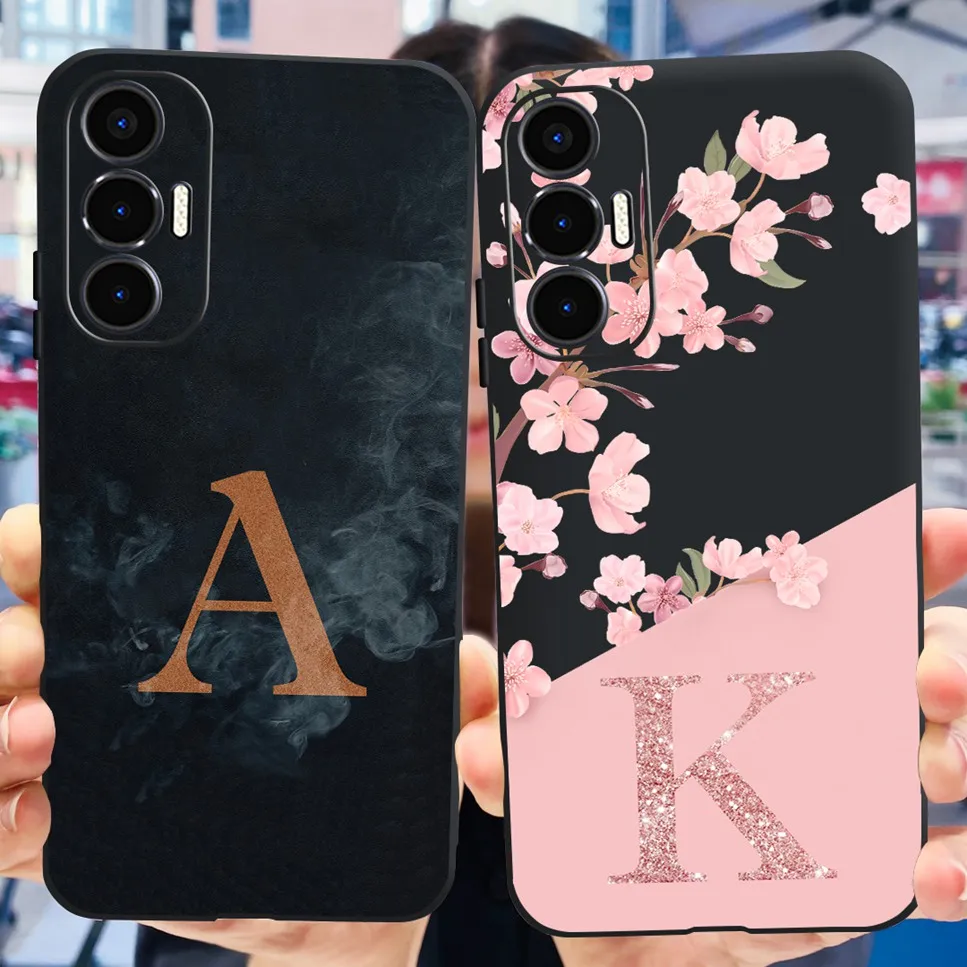 Per Tecno Pova 3 custodia alla moda lettera Luxury Flower TPU custodia morbida in Silicone per Tecno Pova3 LF7n custodia antiurto per telefono Coque