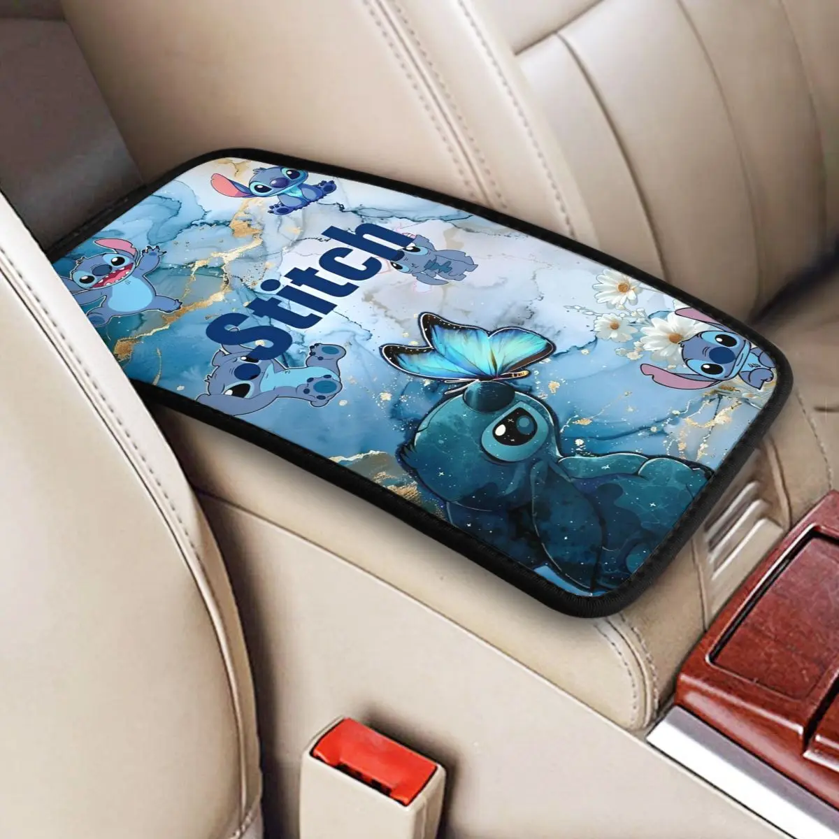 الأسد غرزة Kawaill الغريبة سيارة مركز وحدة التحكم حشوة وسادة مسند ذراع السيارة مقعد غطاء صندوق حامي لسيارة ديكور العالمي مقاوم للماء