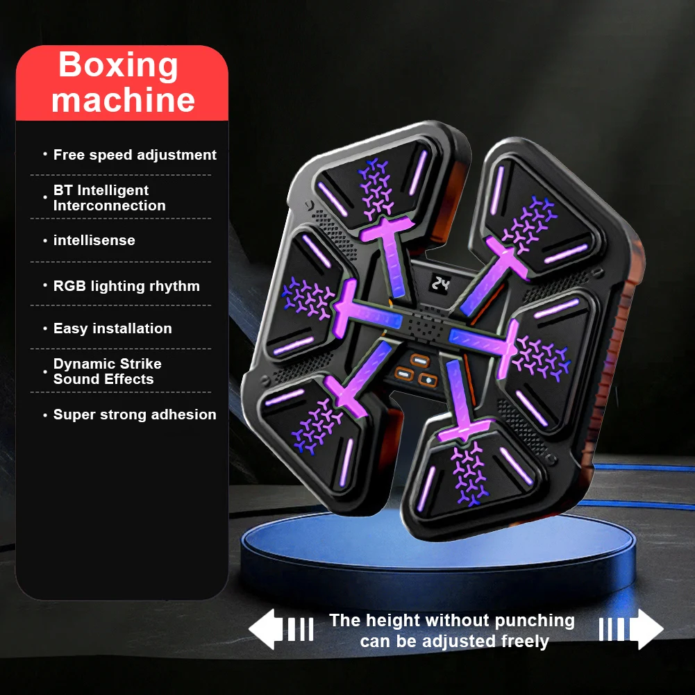 Music Boxing Machine Indoor Boxing Trainer Adjustable Speed Music Boxing Puncher Type C Charging Wall-Mounted for Adults Kids