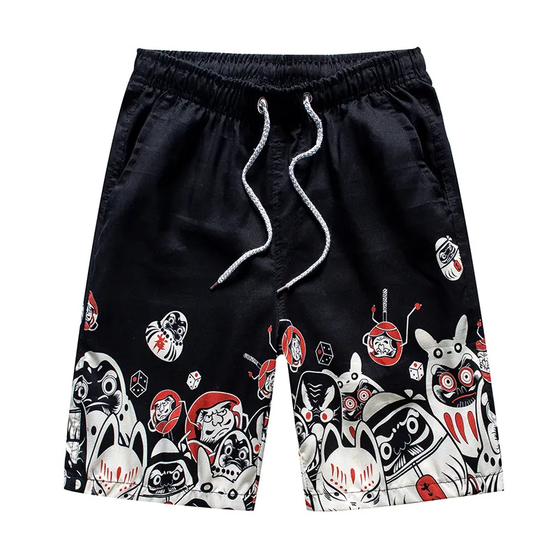 

Men's Graffiti Print Quick Dry Surf Shorts Harajuku Style Loose Casual Beach Vacation Drawstring Waterproof Short Pants