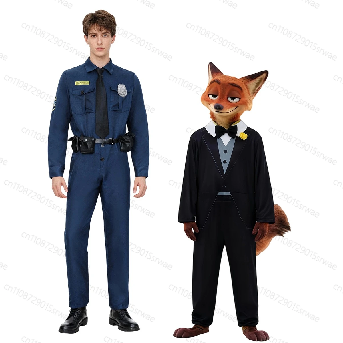 

Anime Cartoon Cosplay Costume Crazy Animals City 2 Nick Kids Adult Police Officer Uniform Set Uniform Milk Silk Jumpsuits