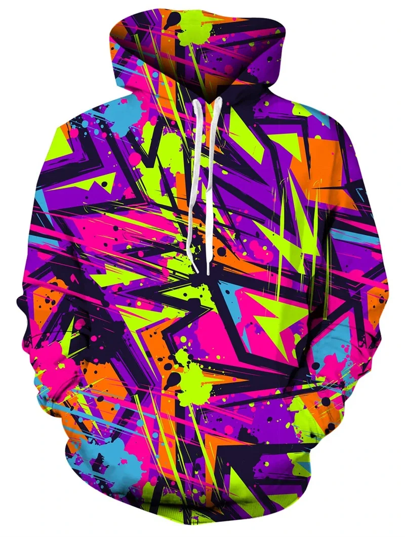 Novelty Print 3D Patternv Hooded Unisex Hoodies Pullover Sweatshirt with Pocket Hoodie Streetwear Loose Comfortable