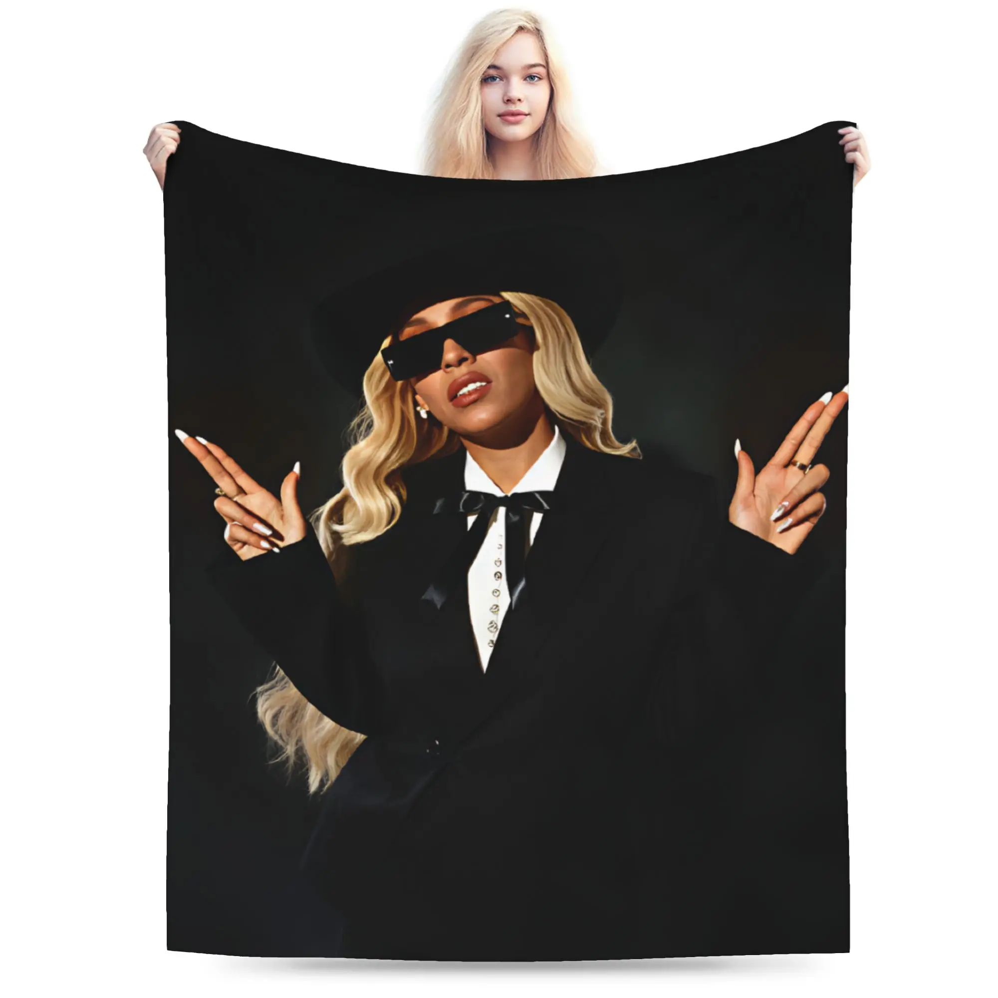 Pop Music Beyonce  Plush Blanket Girls Boys  Flannel Throw Blanket For Couch Bed Warm Design Quality Bedspread Gift