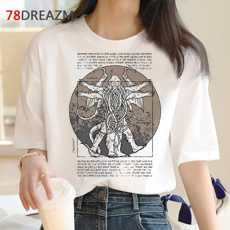 cthulhu summer top male streetwear vintage couple clothes harajuku t-shirt summer top couple clothes