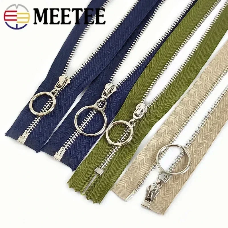 3Pcs Meetee 3# Metal Zippers 15-30cm Close-End 40-70cm Open-End Sliver Teeth Auto Lock Zips Reapir Kit DIY Sewing Accessories