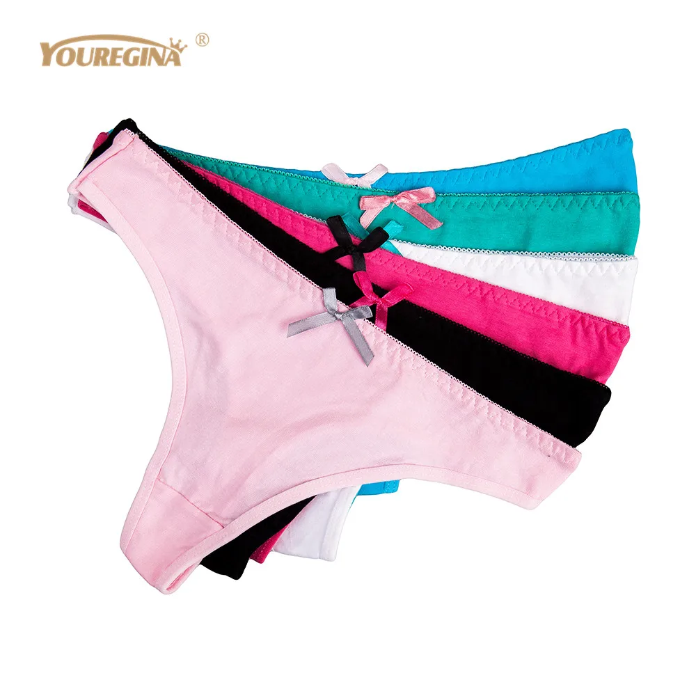 YOUREGINA-Tanga de algodón para Mujer, ropa interior Sexy, 5 uds./lote