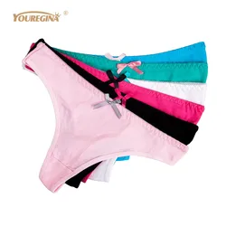YOUREGINA Swimwear Women Thong Pants Women Thongs And G Strings Cotton Tangas Mujer Sexy de Encajes Woman Underwear 5 pcs/lot
