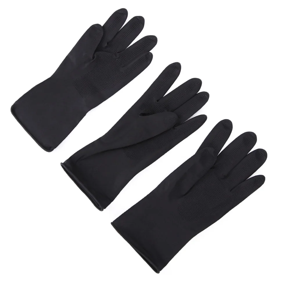 

3 Pairs Latex Gloves Washing Black Kitchen Rubber Dishwashing Thicken Household