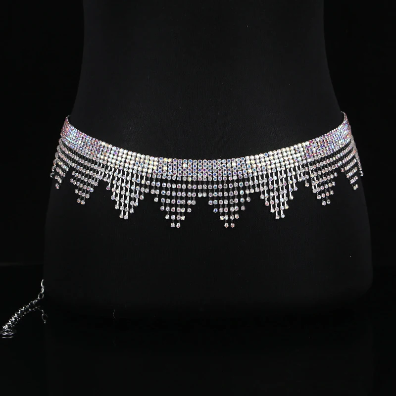 Cadena de cintura para mujer, cinturón de danza del vientre, joyería de baile, accesorios de diamantes de imitación para rendimiento de danza del vientre